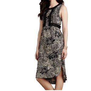 Holding Horses Anthropologie Suraja Dress Women’s Sz 0 Beige Black Floral Fringe